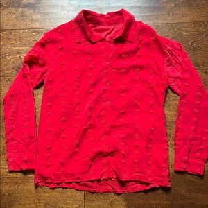 Red Blouse with Embroidered Details